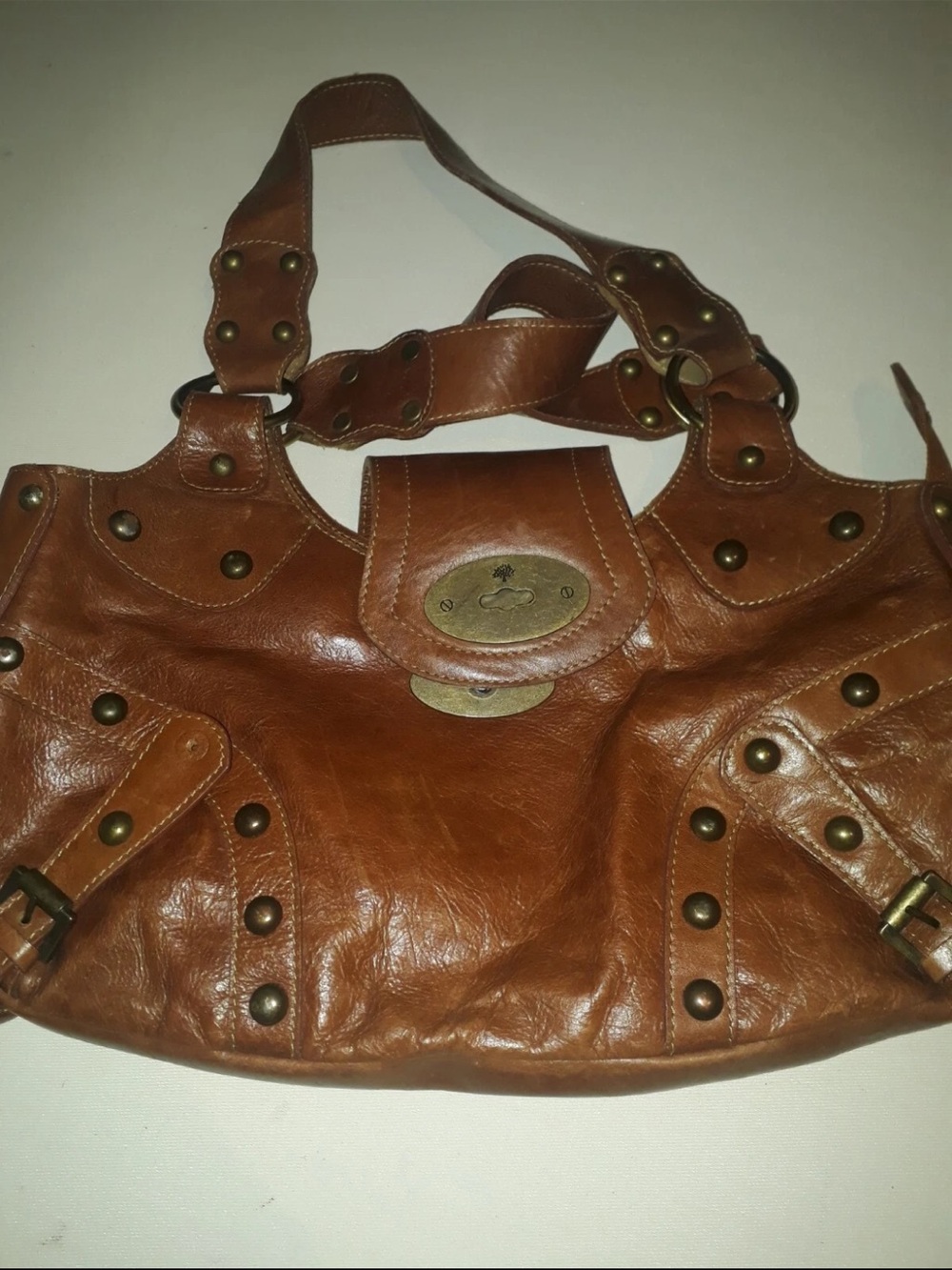 Mulberry Tan Leather Studded Shoulder Bag